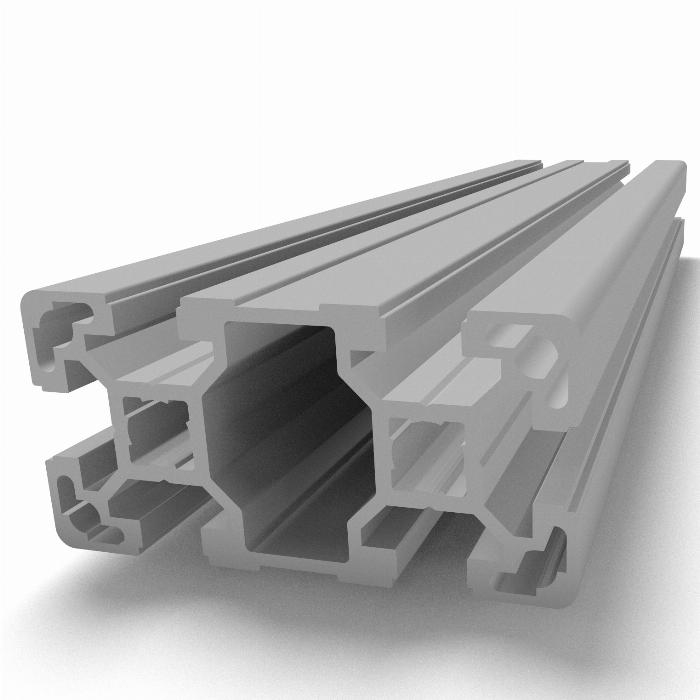 Perfil de aluminio 40x80 Tipo B ranura 10 extruido y ranurado con 4 ranuras abiertas de 12mm de profundidad