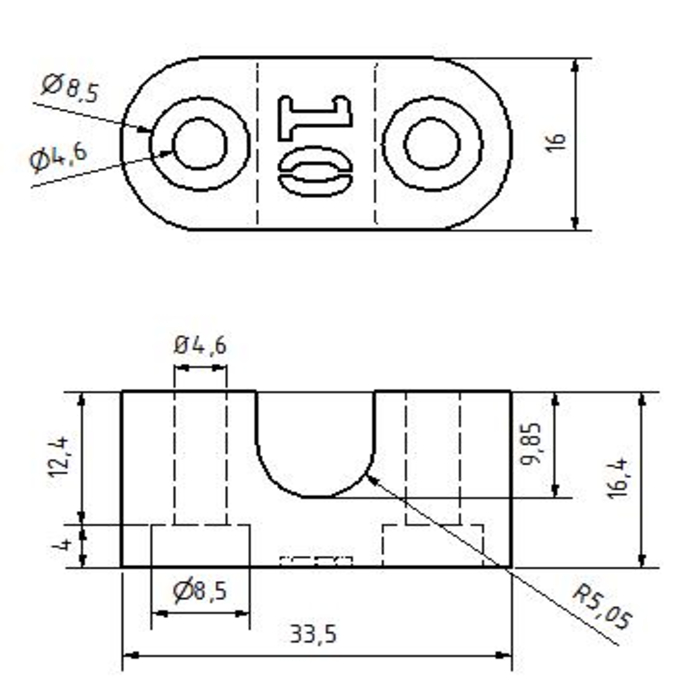 Soporte eje - 3D Impreso - eje 10mm