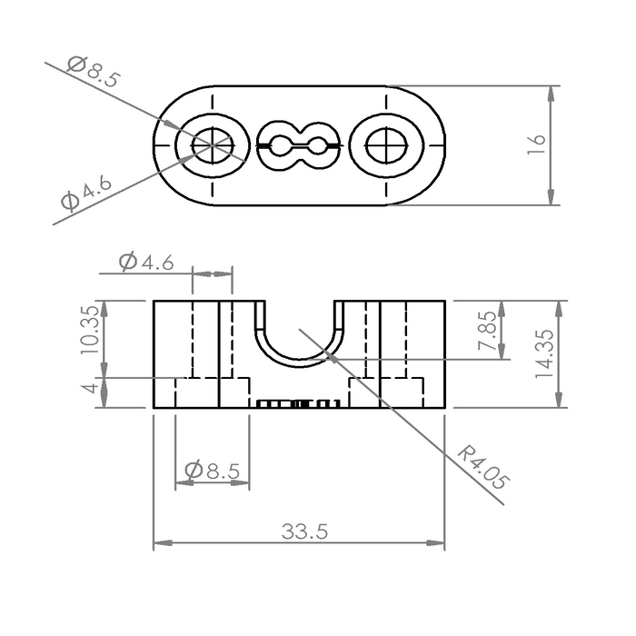 Soporte eje - 3D Impreso - eje 8mm