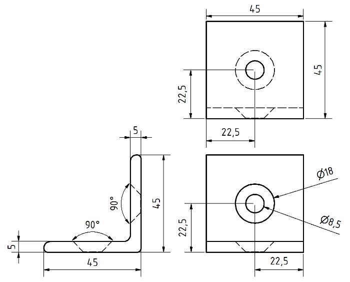 Steel angle 45 black