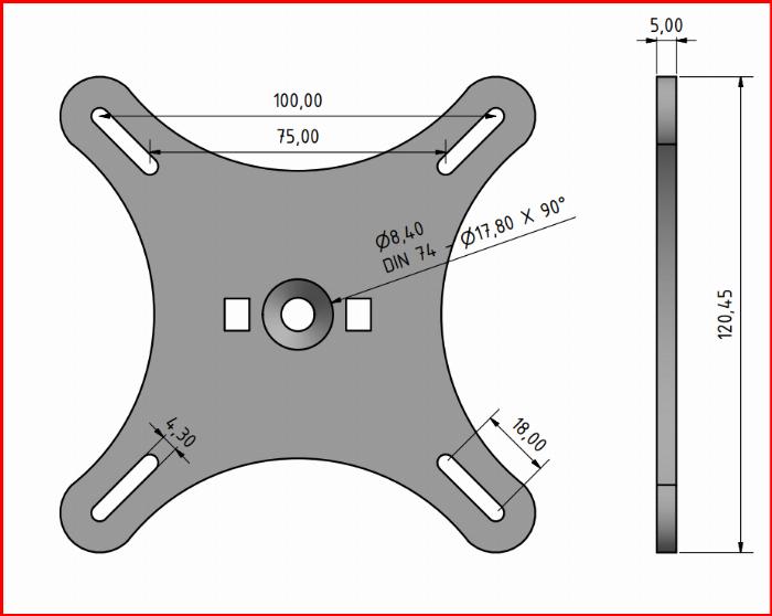 Montaje en monitor con láser de aluminio VESA Tamaño soporte monitor M4