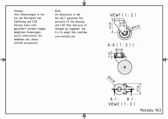 Rollers 50 single bolt hole without brake