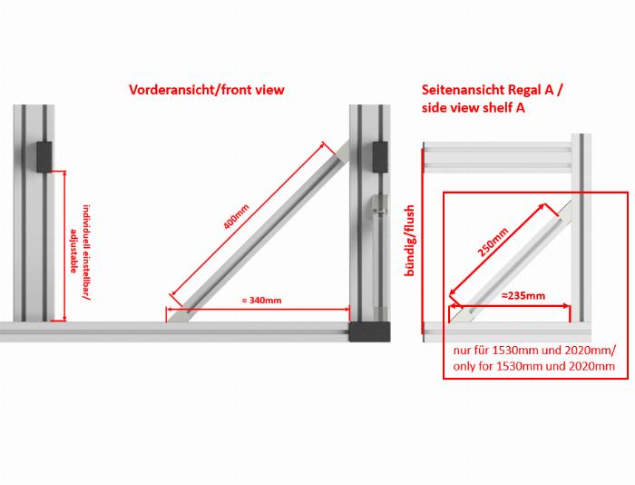 Las dos variantes de estanterías que se ofrecen son ideales para almacenar mercancías largas.